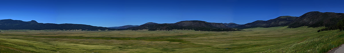 Panorama image of Valles Caldera, New Mexico, four golden rectangles aspect ratio 1: 6.472 by artist Doug Craft